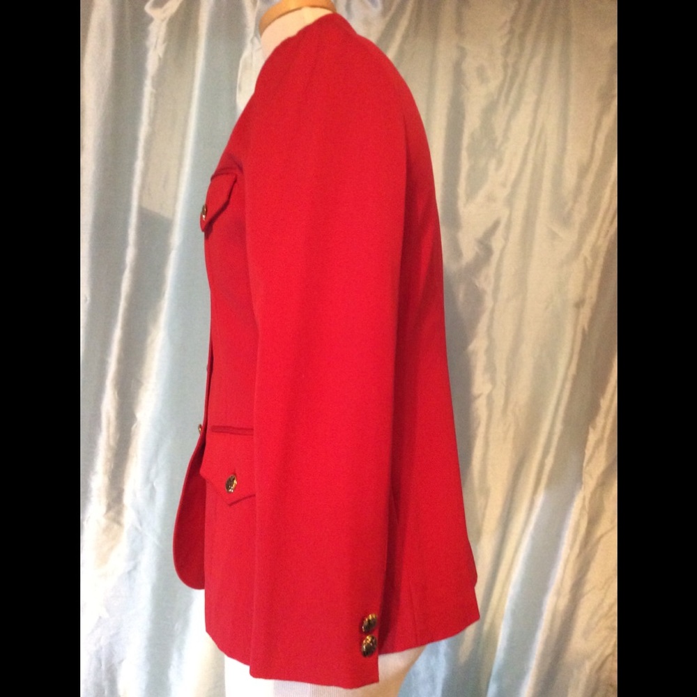 Red 100% wool jacket, Acetate lined inside, button down, NWT, Great for holidays - Picture 2 of 7
